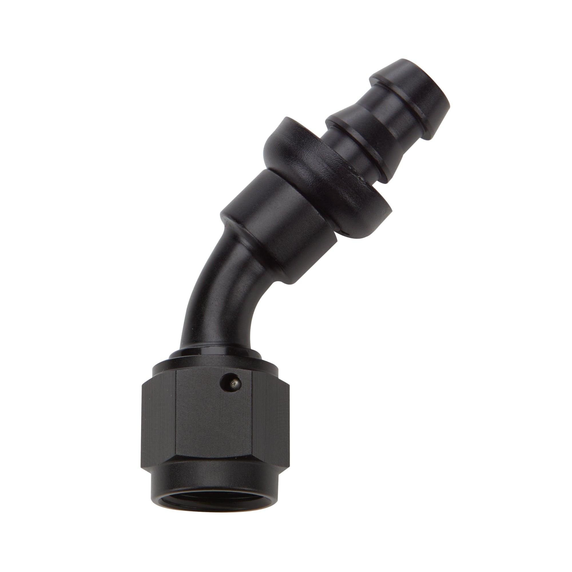 Pushlock Hose End Black 45 Deg Elbow -4 - Burlile Performance Products