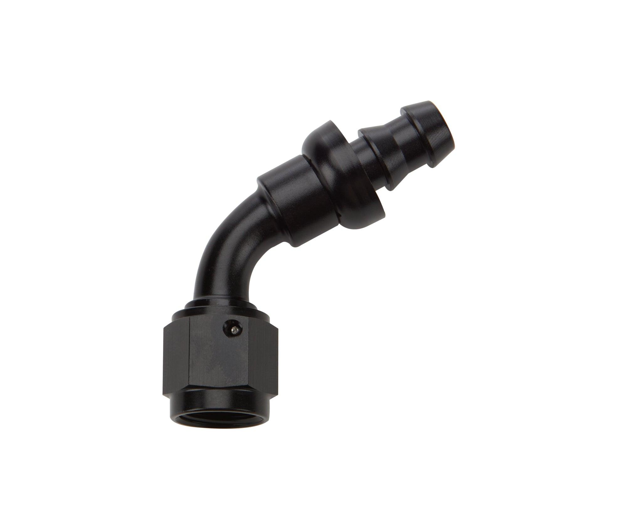 Pushlock Hose End Black 60 Deg Elbow -6 - Burlile Performance Products
