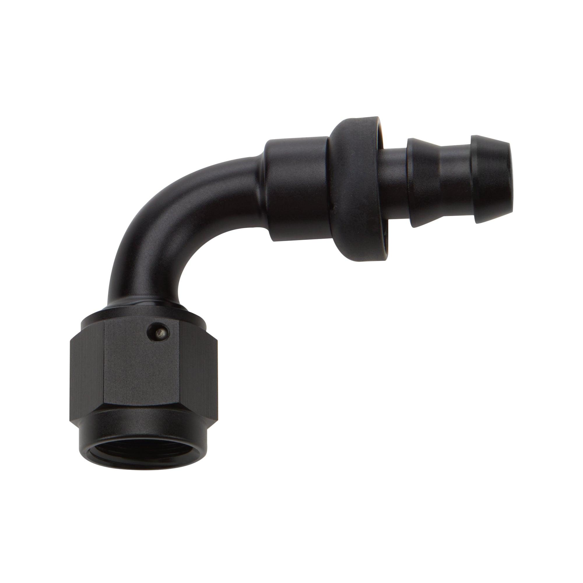 Pushlock Hose End Black 90 Deg Elbow -8 - Burlile Performance Products