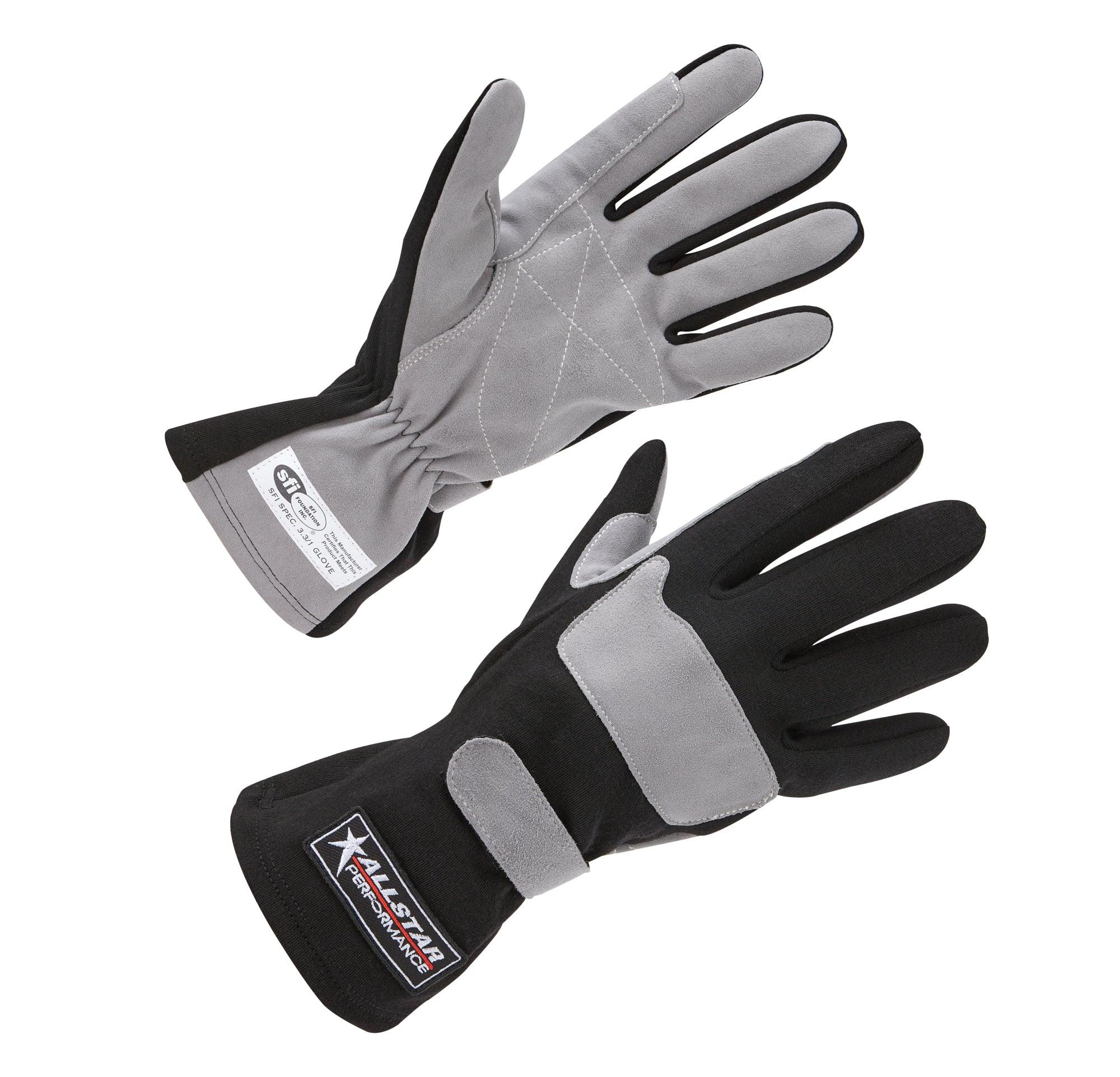 Racing Gloves SFI 3.3/1 S/L Black/Gray Medium - Burlile Performance Products