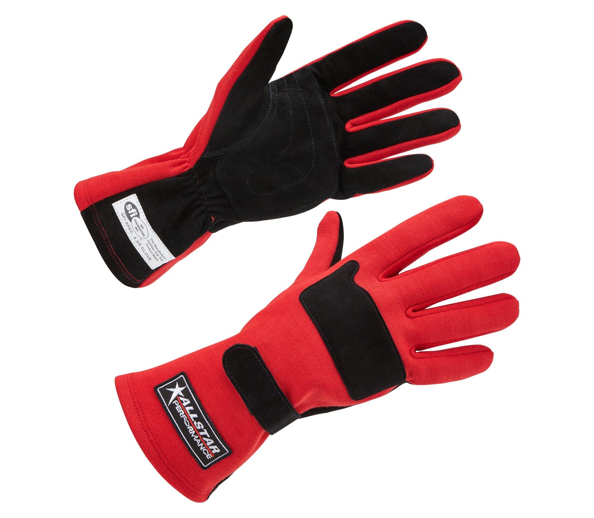Racing Gloves SFI 3.3/5 D/L Red Medium - Burlile Performance Products