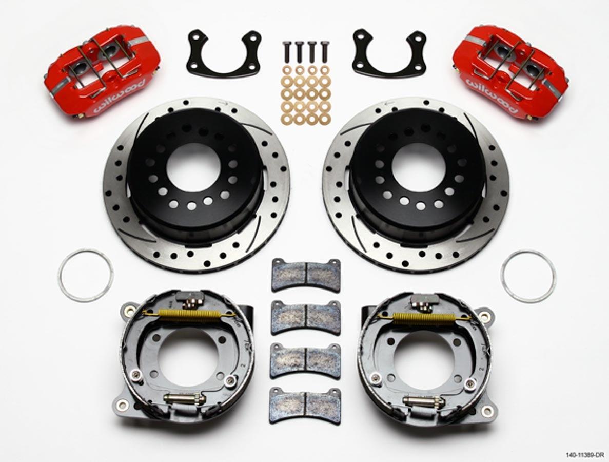 Rear Disc Brake Kit Big Ford Red Caliper Drilled - Burlile Performance Products