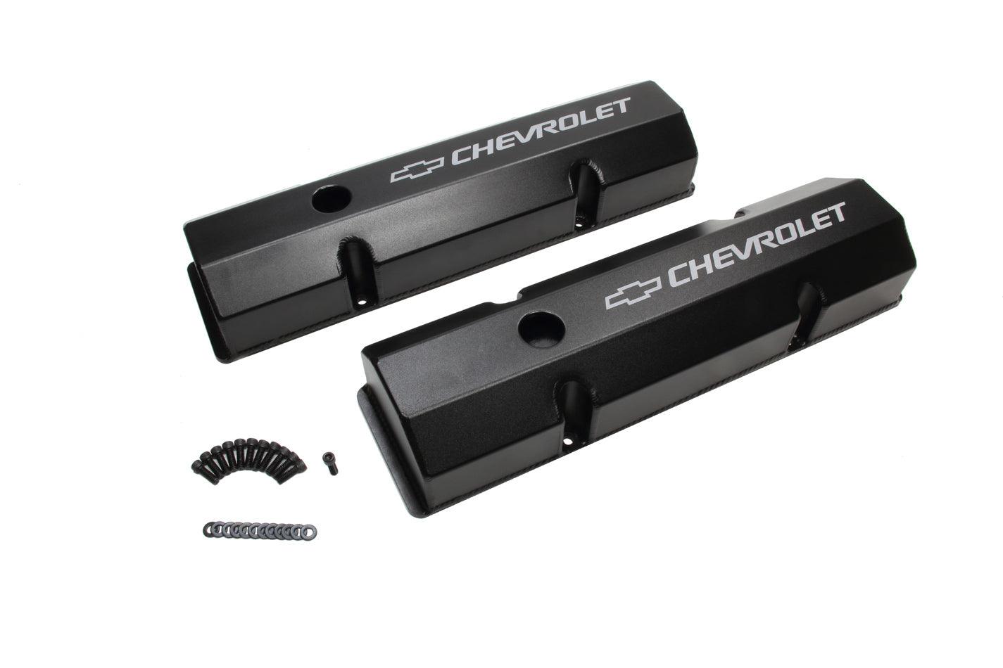 SBC Billet Rail Fab. Alm Valve Covers w/Oil Cap - Burlile Performance Products