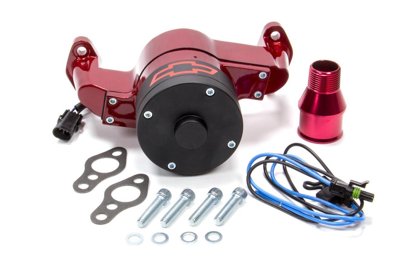 SBC Bowtie Red Elect Water Pump - Burlile Performance Products