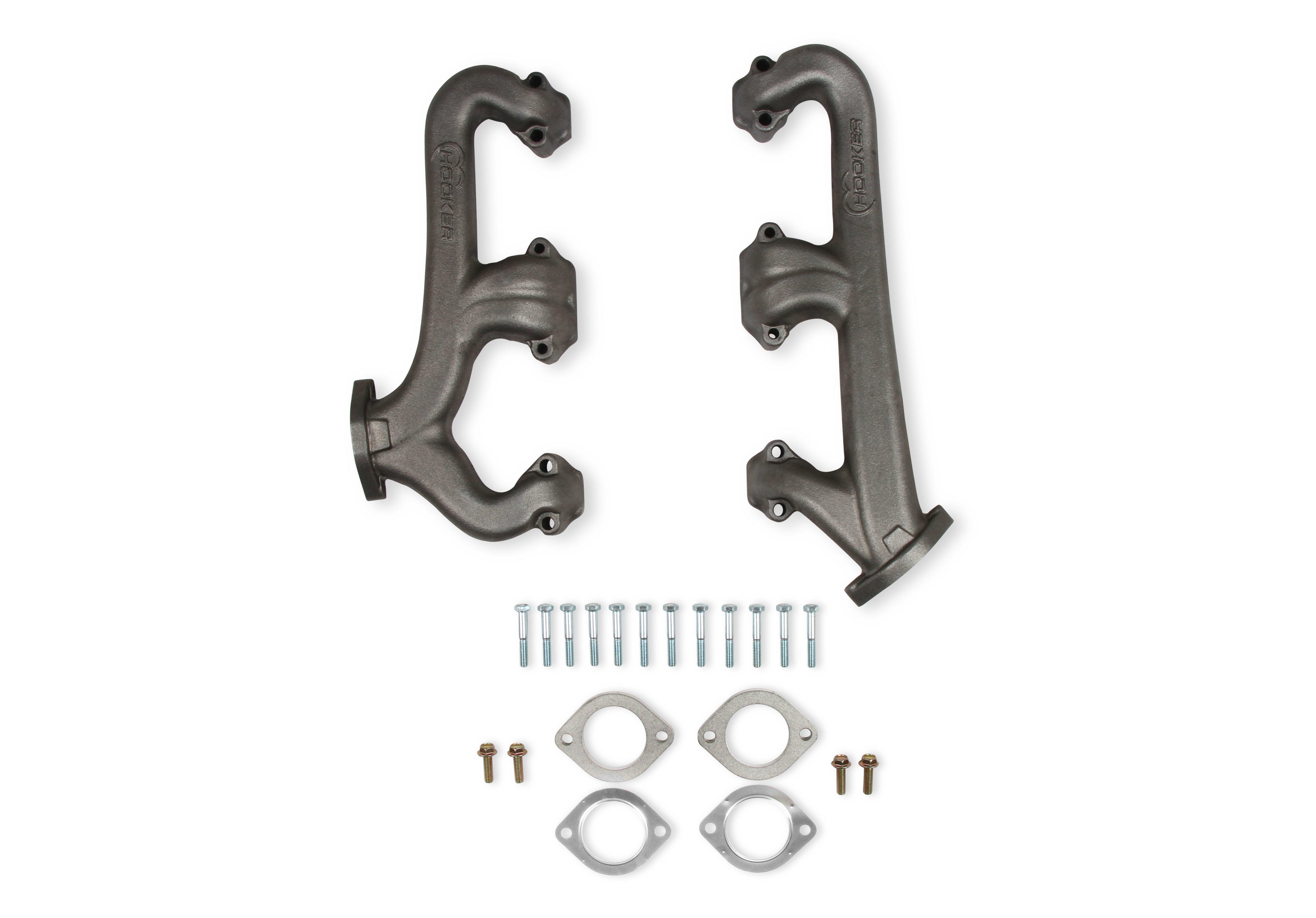 SBC Exhaust Manifold Set 2.5in Outlet Cast Iron - Burlile Performance Products
