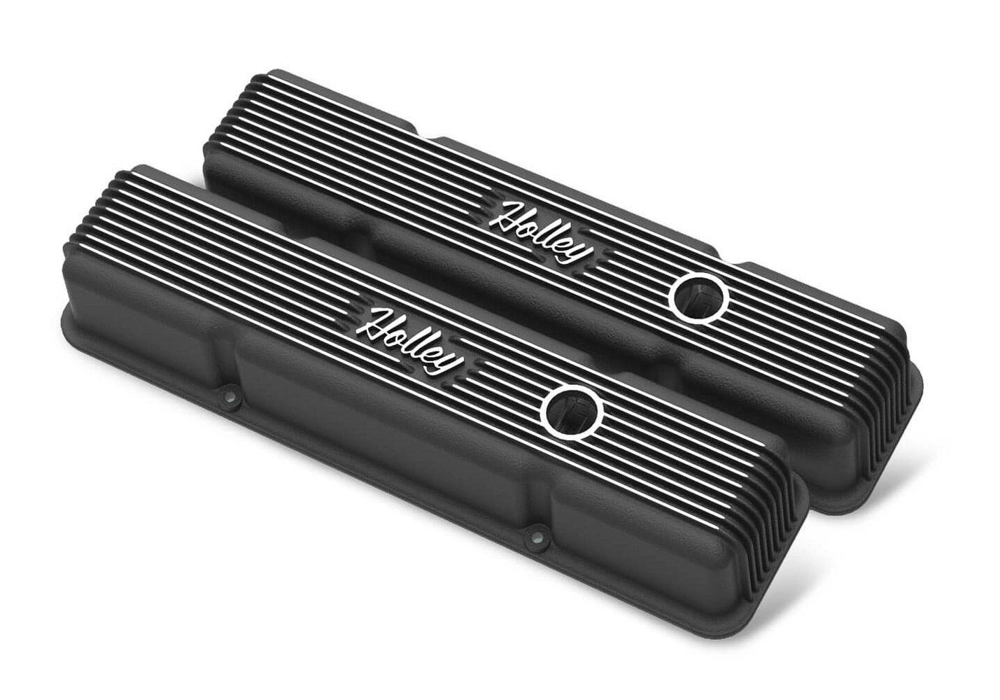 SBC Holley Die Cast Alm Valve Cover Set Black - Burlile Performance Products