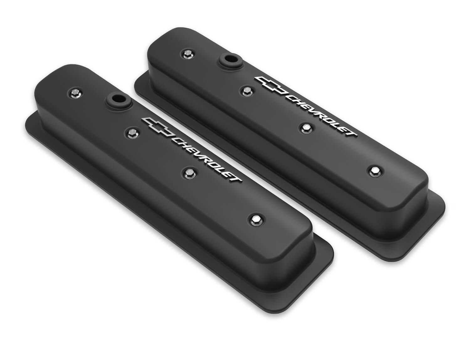 SBC Muscle Car Valve Covers w/Holes Black - Burlile Performance Products