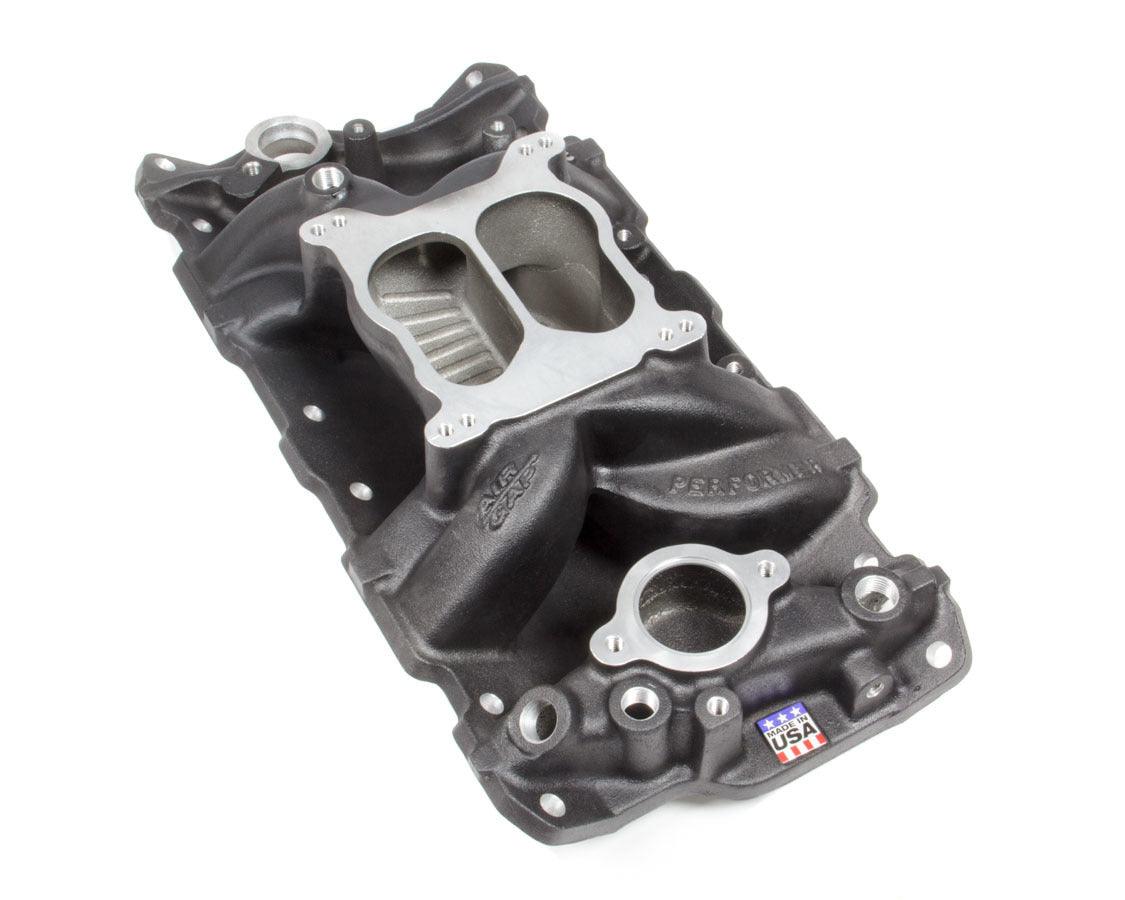 SBC Performer Air Gap Manifold - 262-400 Black - Burlile Performance Products