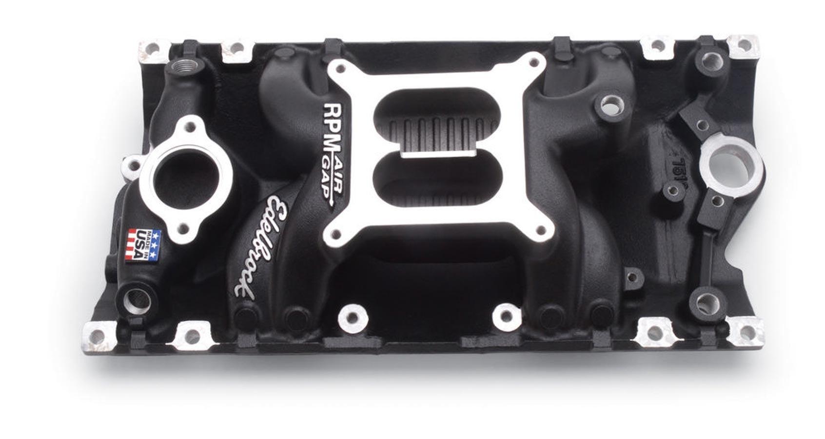 SBC Performer RPM A/G Manifold - Black - Burlile Performance Products