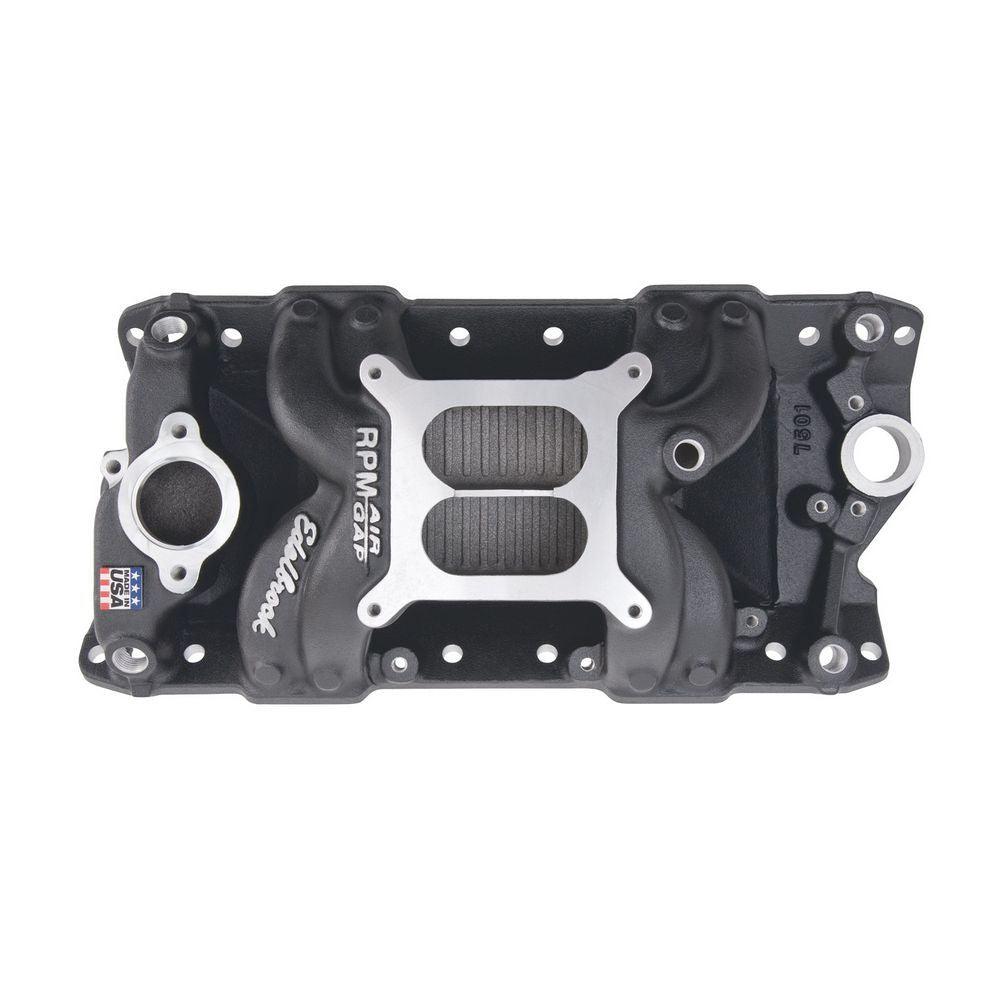 SBC Performer RPM A/G Manifold - Black Finish - Burlile Performance Products