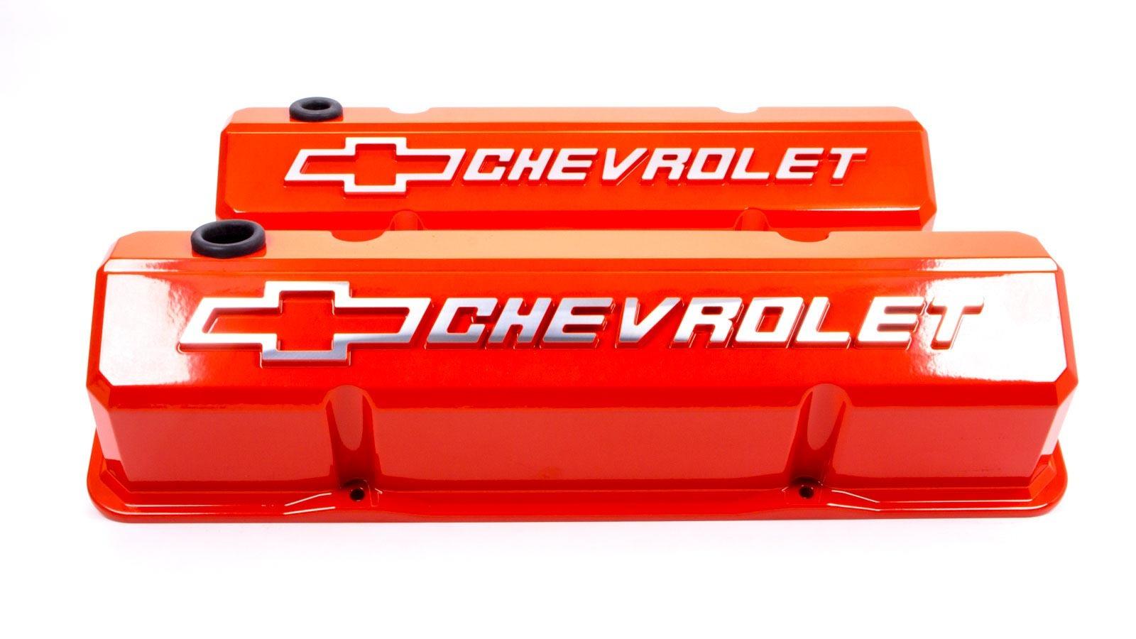 SBC Slant Edge Chevy Orange V/C Tall Rec Logo - Burlile Performance Products