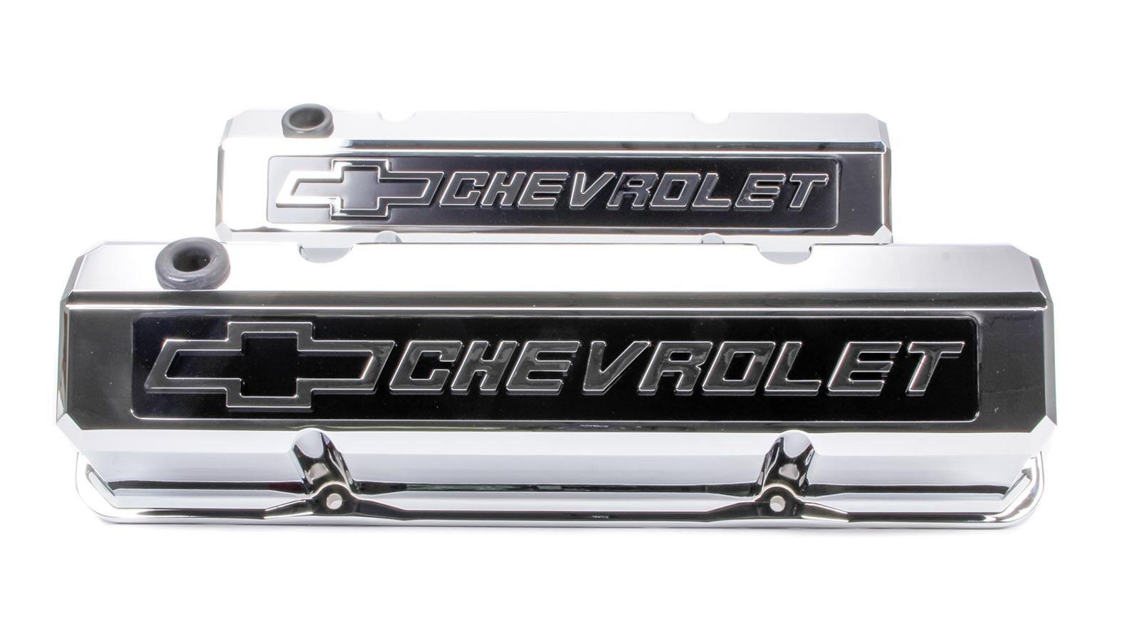 SBC Slant Edge Chrome V/C Tall Raised Logo - Burlile Performance Products