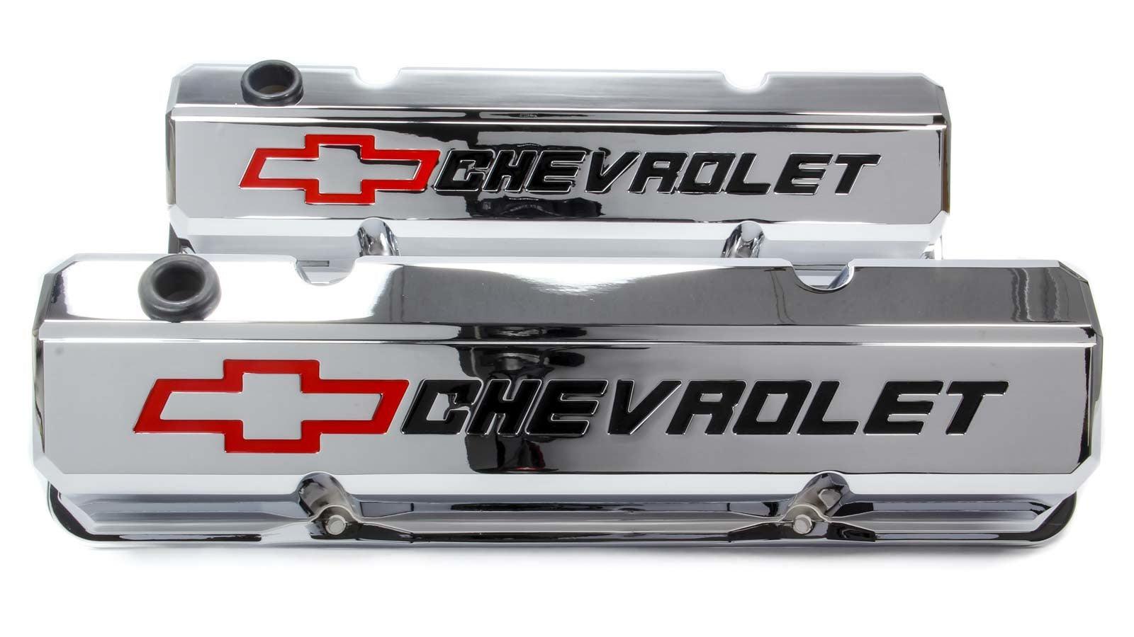 SBC Slant Edge Chrome V/C Tall Recessed Logo - Burlile Performance Products