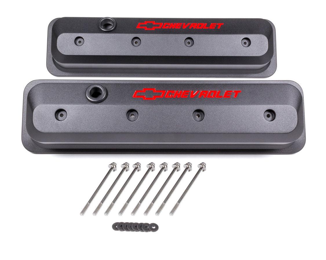 SBC Valve Cover Slant Edge Black Crinkle - Burlile Performance Products