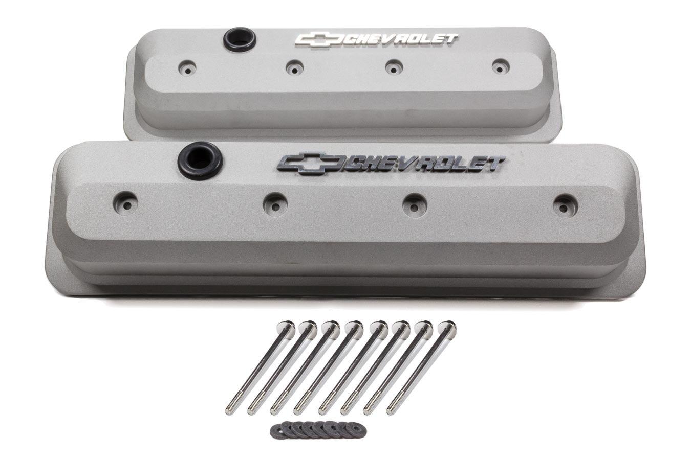SBC Valve Cover Slant Edge Gray Crinkle - Burlile Performance Products