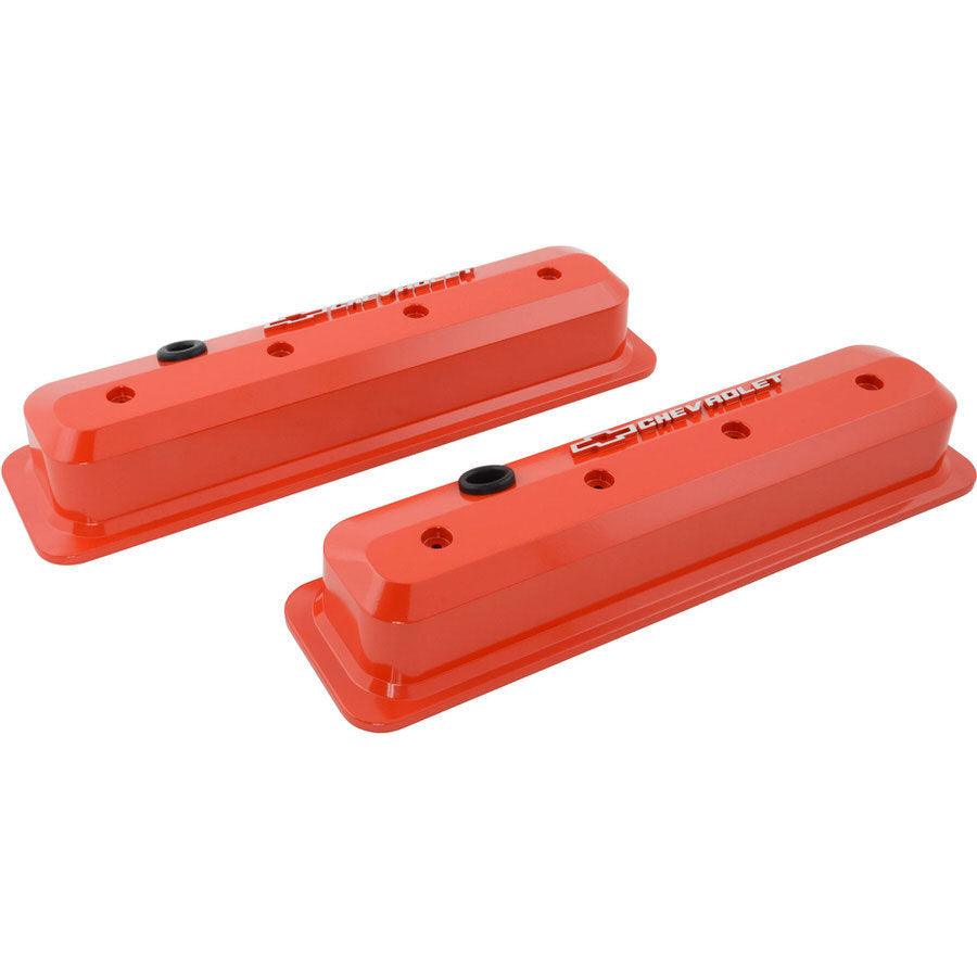 SBC Valve Cover Slant Edge Orange - Burlile Performance Products