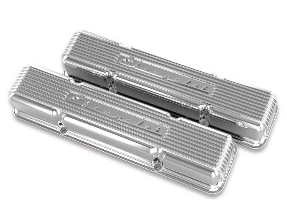 SBC Valve Covers Finned Vintage Series Polished - Burlile Performance Products