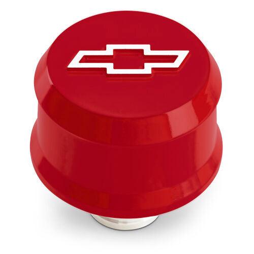 Slant Edge Breather Cap Raised Bowtie Emblem Red - Burlile Performance Products