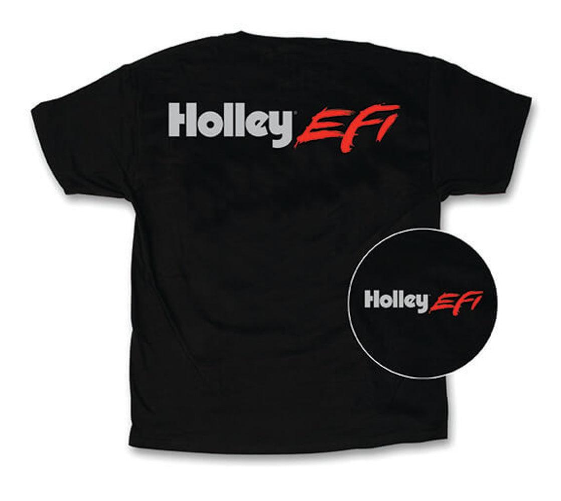 T-Shirt - Large w/Holley EFI SS Logo - Black - Burlile Performance Products