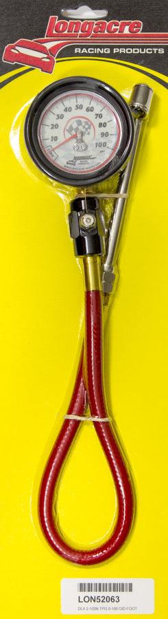 Tire Gauge 0-100PSI 2.5 in GID Deluxe Foot Valve - Burlile Performance Products
