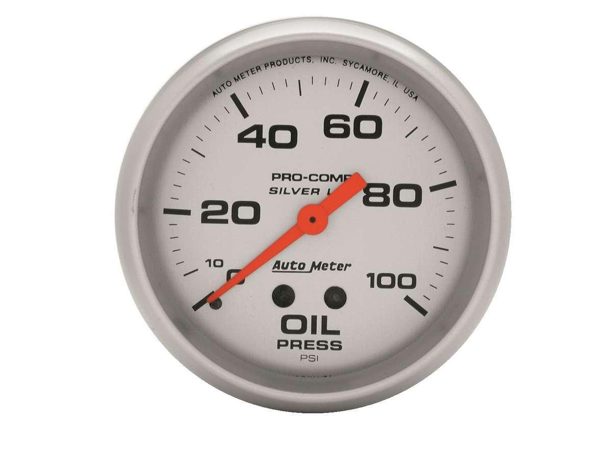 U/L 2-5/8in Silver Liq-Fill Oil 0-100 PSI - Burlile Performance Products