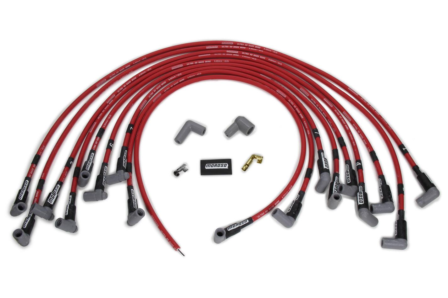 Ultra 40 Plug Wire Set BBC HEI - Red - Burlile Performance Products