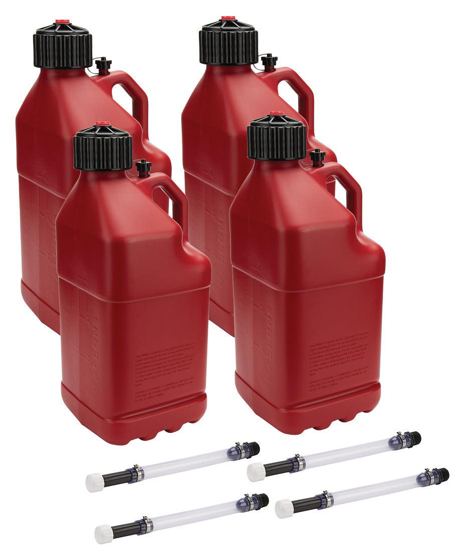 Utility Jug 5 Gal w/ Filler Hose Red 4pk - Burlile Performance Products