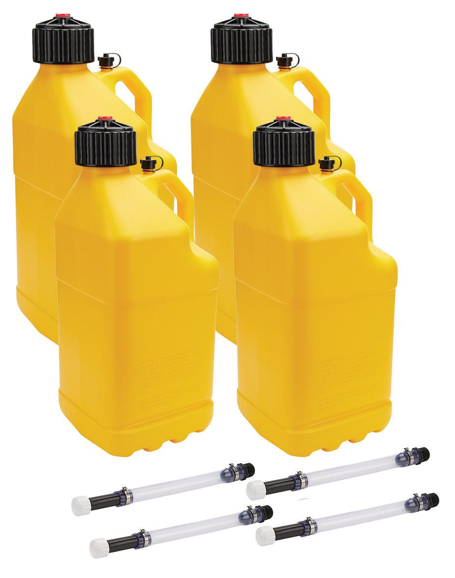 Utility Jug 5 Gal w/ Filler Hose Yellow 4pk - Burlile Performance Products