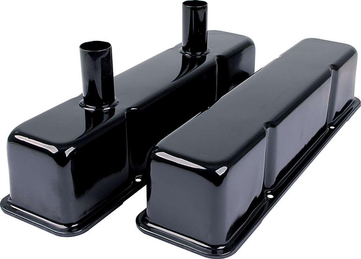 Valve Covers SBC Steel Black w/Tubes - Burlile Performance Products